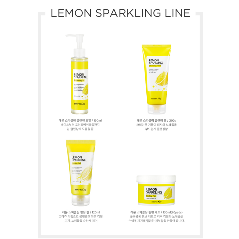 Secret Key Lemon Sparkling Line Cleasing Foam Oil Peeling Gel  Pad Set