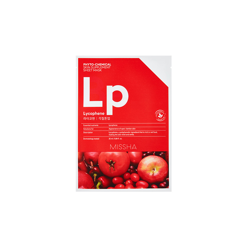 MISSHA Phytochemical Skin Supplement Sheet Mask Lycophene Peeling Tone Up Gesichtsmaske 1 Stück