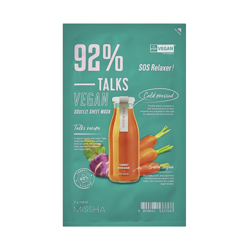 MISSHA Talks Vegan Squeeze Sheet Mask Sos Relaxer
